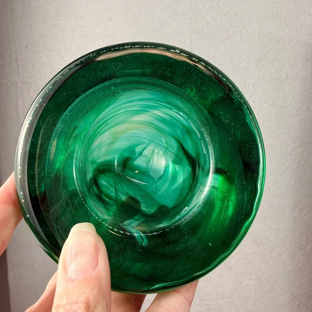 Kosta Boda Atoll Green Glass Votive Candle Bowl Anna Ehrner‎ Signed with Box